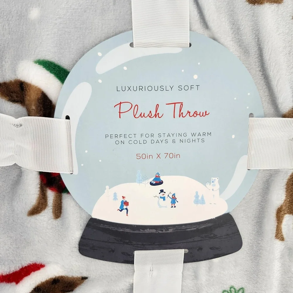 Holiday Dachshunds Dog Plush Throw 50